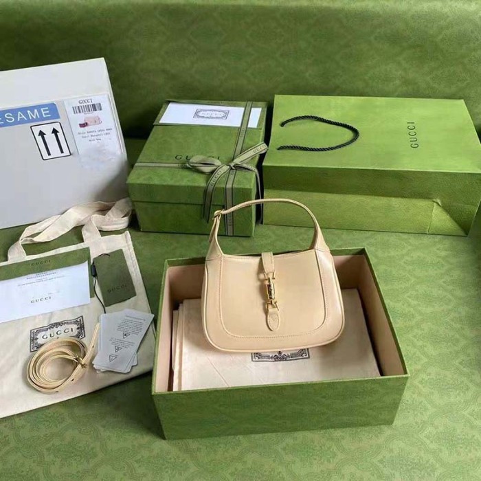 Gucci GG Women Jackie 1961 Mini Shoulder Bag White Leather