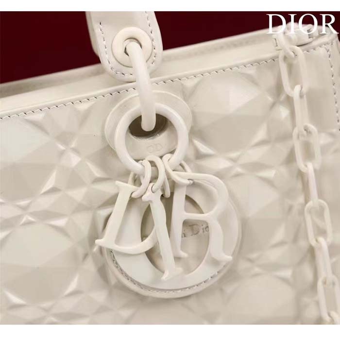 Dior Women CD Medium D-Joy Bag Latte Cannage Calfskin Diamond Motif