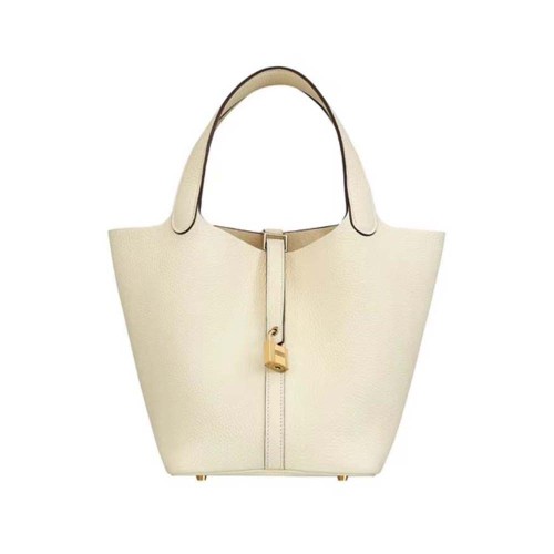 Hermes Women Picotin Lock 18cm in Cowhide leather-White