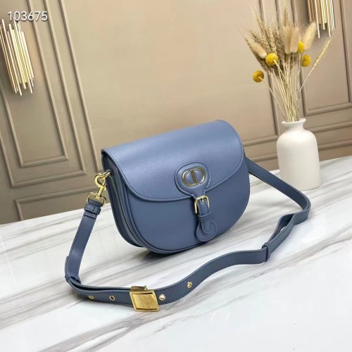 Dior Women Medium Dior Bobby Bag Denim Blue Box Calfskin Flap Closure