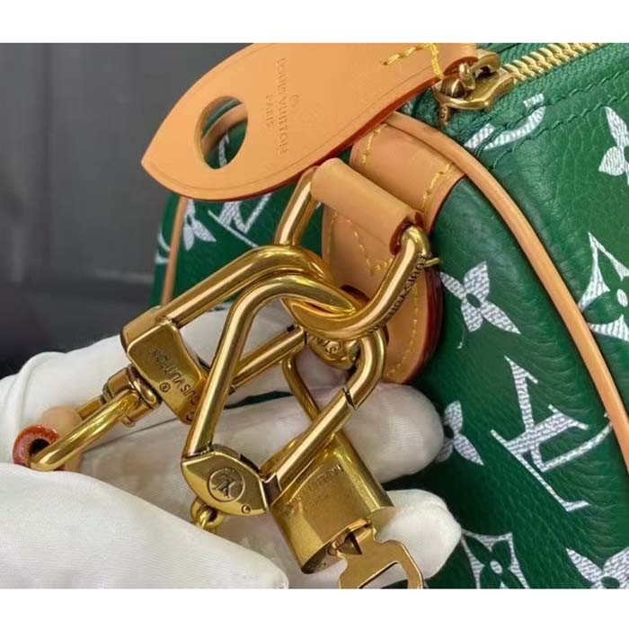Louis Vuitton LV Unisex Speedy P9 Bandoulière 25 Green Soft Calfskin Natural Cowhide-Leather
