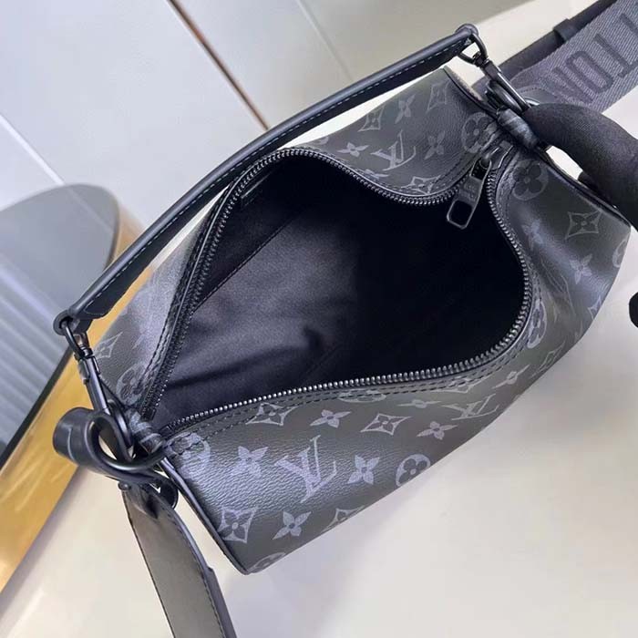 Louis Vuitton LV Unisex Soft Polochon PM Monogram Eclipse Coated Canvas Cowhide Leather