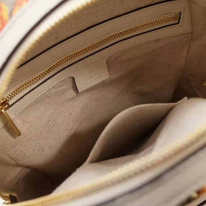 Gucci GG Women Ophidia GG Flora Small Backpack in Beige/Ebony GG Supreme Canvas