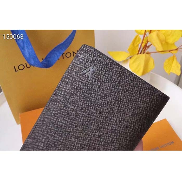 Louis Vuitton LV Unisex Brazza Wallet Taïga Leather Discreetly Stamped LV Initials