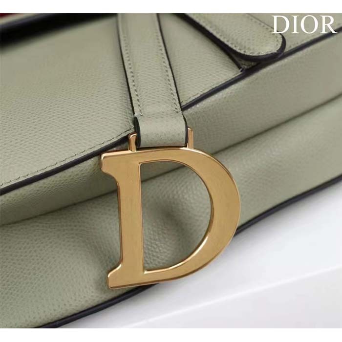 Dior Women CD Saddle Bag Strap Cedar Green Grained Calfskin