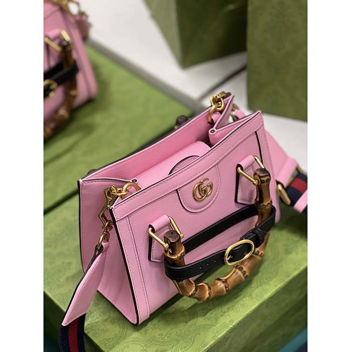 Gucci GG Women Diana Mini Tote Bag Pink Leather Double G