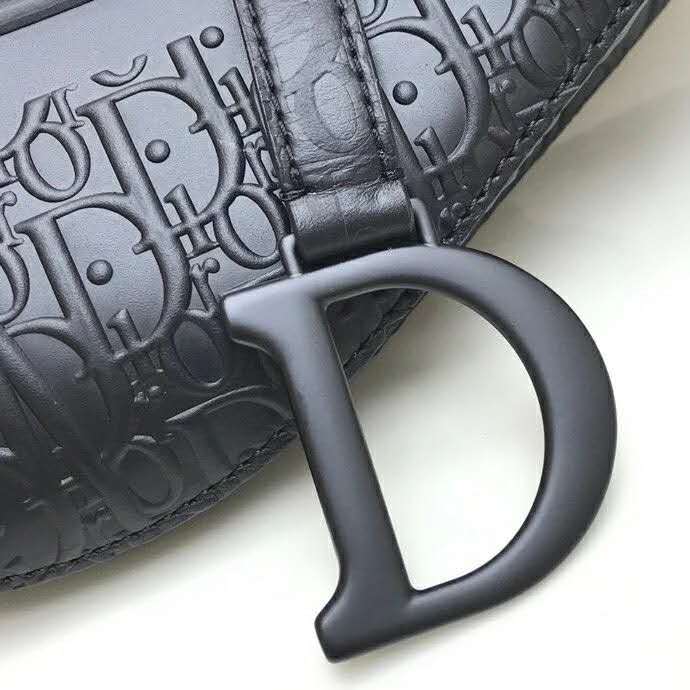 Dior Unisex Saddle Bag Black Dior Oblique Embossed Calfskin 'CD'