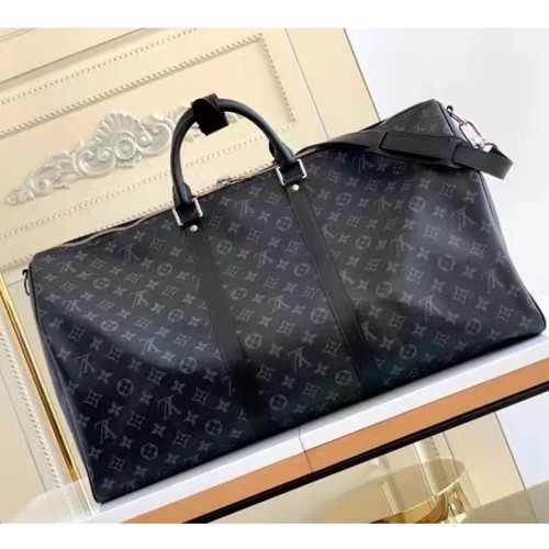 Louis Vuitton LV Unisex Keepall Bandoulière 55 Travel Bag Coated Canvas Cowhide