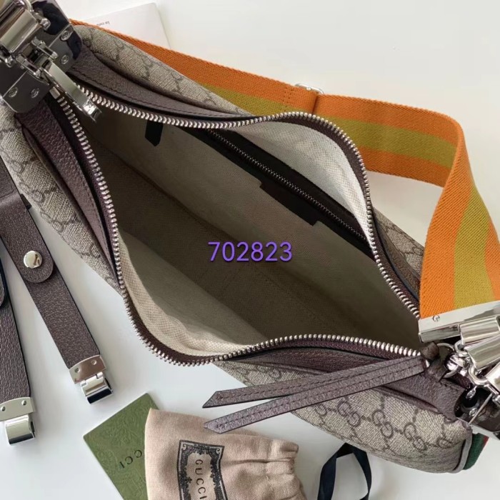 Gucci Women Attache Small Shoulder Bag Beige Ebony GG Supreme Canvas