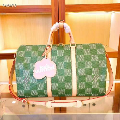 Louis Vuitton LV Unisex Keepall Bandoulière 50 Green Damier Golf Coated Canvas N40667