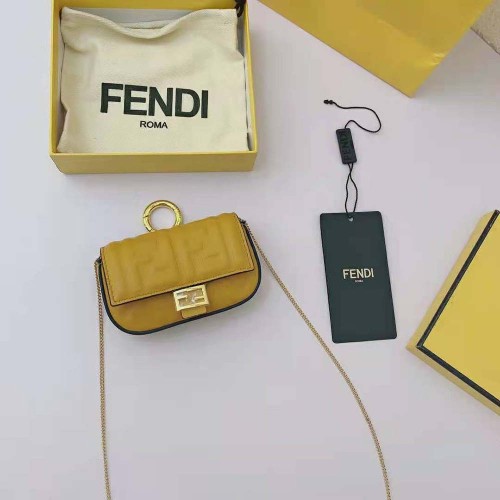Fendi Women Nano Baguette Charm Yellow Nappa Leather Charm
