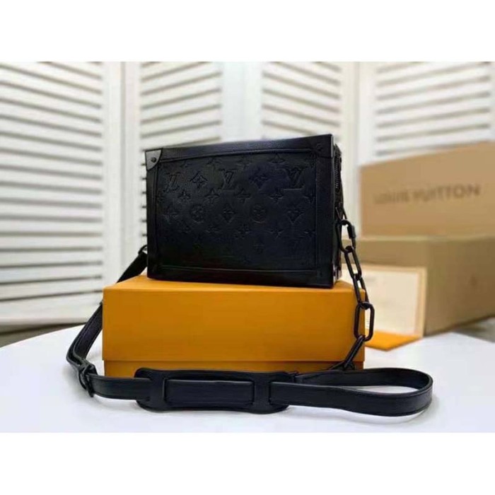 Louis Vuitton LV Unisex Soft Trunk Bag Black-On-Black Monogram-Embossed Taurillon Leather