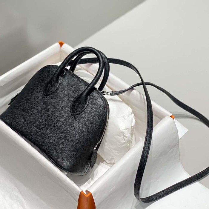 Hermes Unisex Bolide 1923 Bag in Epsom Calfskin-Black/Silver