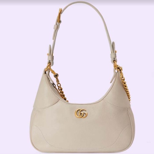 Gucci Women GG Aphrodite Small Shoulder Bag White Soft Leather Double G