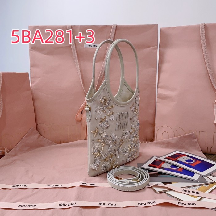 5BA281 miu new beaded embroidered ivy bag