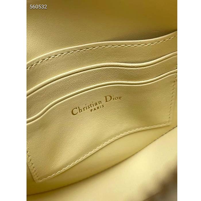 Dior CD Women Saddle Rodeo Pouch Pastel Yellow Goatskin