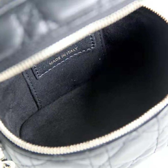 Dior Women Micro Lady Dior Vanity Case Cannage Lambskin-Black