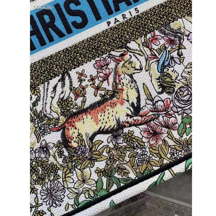 Dior Unisex CD Large Book Tote Latte Multicolor D-Constellation Embroidery