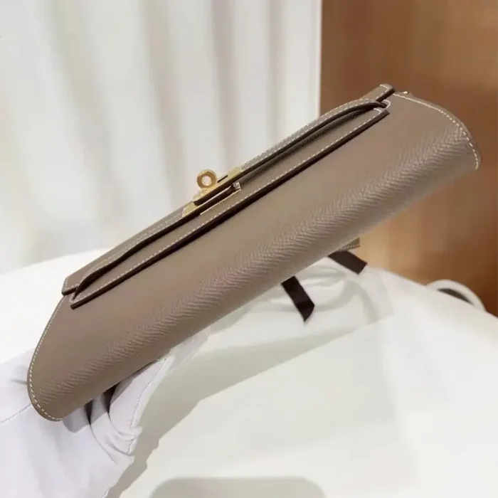 Hermes Women Kelly To Go in Epsom Leather-Grey/Gold