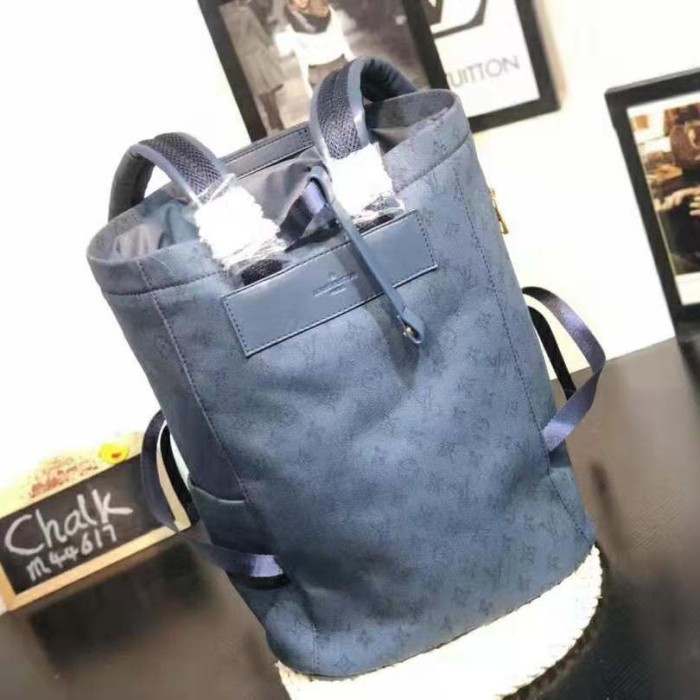 Louis Vuitton LV Men Chalk Backpack in Monogram Denim-Blue