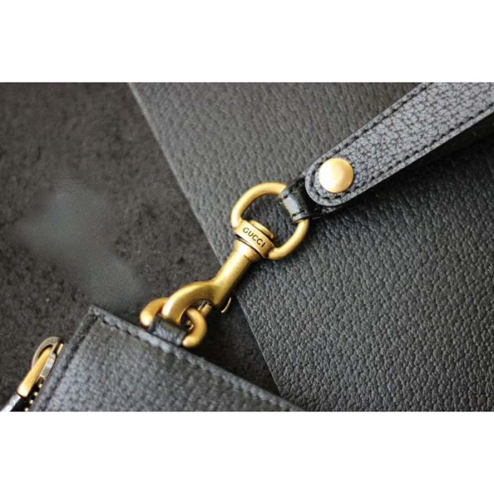 Gucci Unisex GG Marmont Leather Pouch Black Metal-Free Tanned