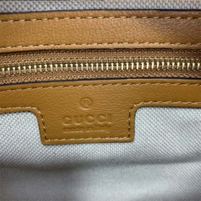 Gucci Women Attache Large Shoulder Bag Dark Orange Leather Green Red Web