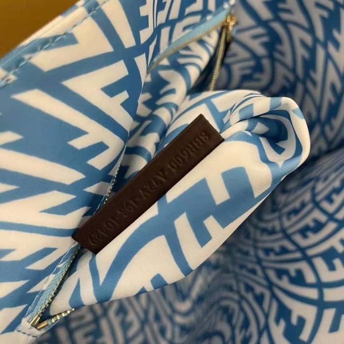 Fendi Unisex Shopper Blue Glazed Canvas Bag