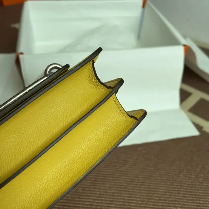 Hermes Women Roulis Mini Bag in Evergrain Calfskin-Yellow/Gold