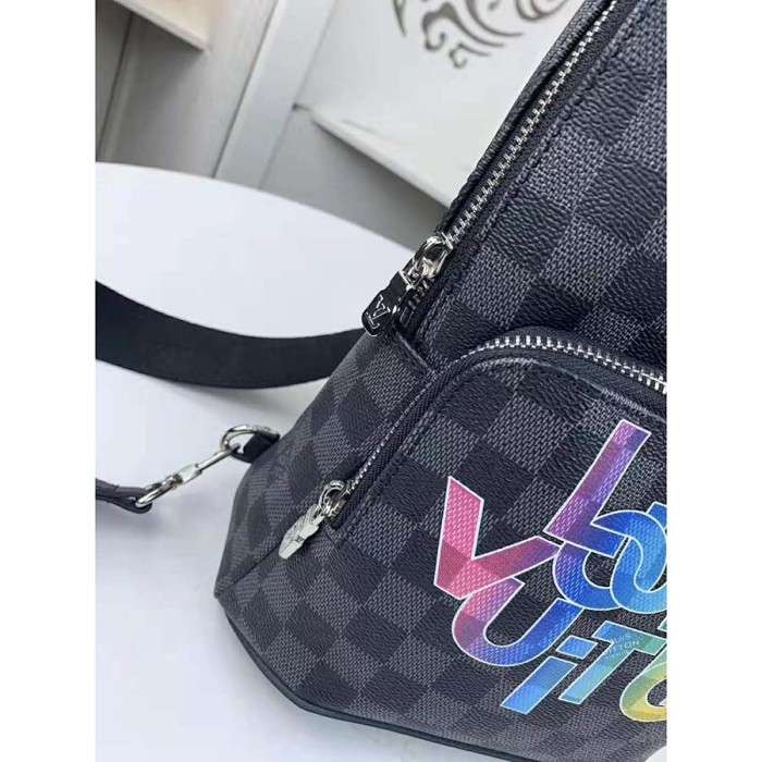 Louis Vuitton LV Men Avenue Sling Bag in Damier Graphite Canvas-Grey