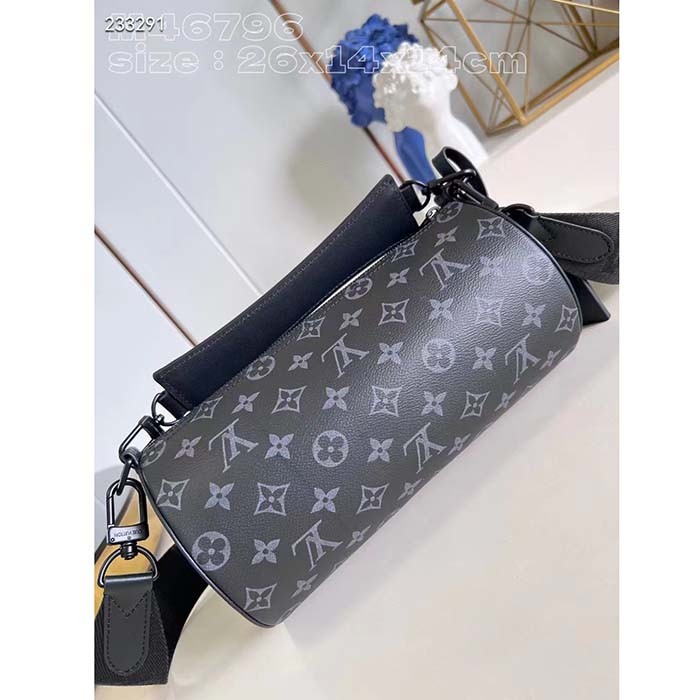 Louis Vuitton LV Unisex Soft Polochon PM Monogram Eclipse Coated Canvas Cowhide Leather