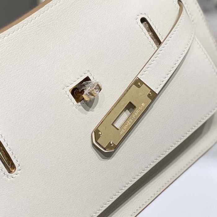 Hermes Women Jyspiere in Evercolor Leather-White/Gold
