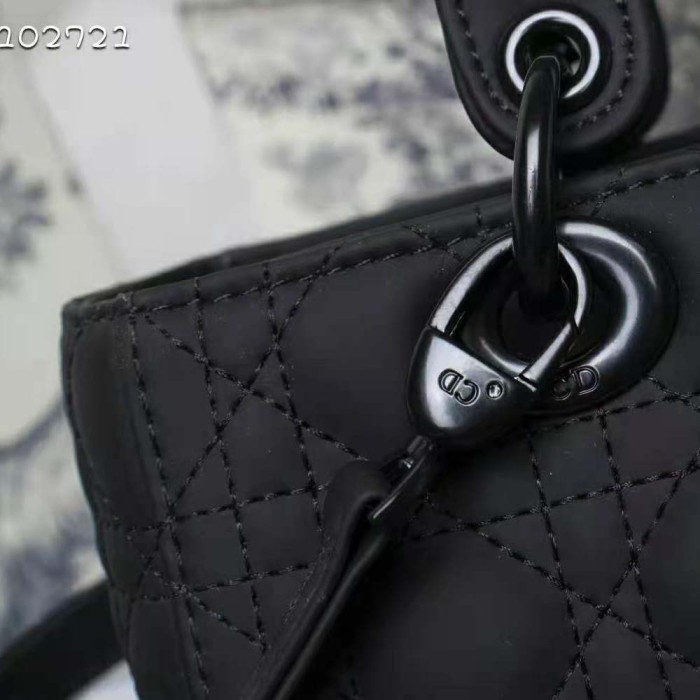 Dior Women Medium Lady Dior Bag Black Ultramatte Cannage Calfskin
