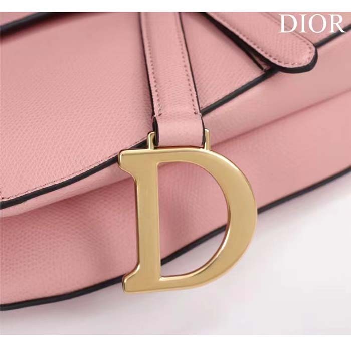 Dior Women CD Saddle Bag Strap Blush Grained Calfskin