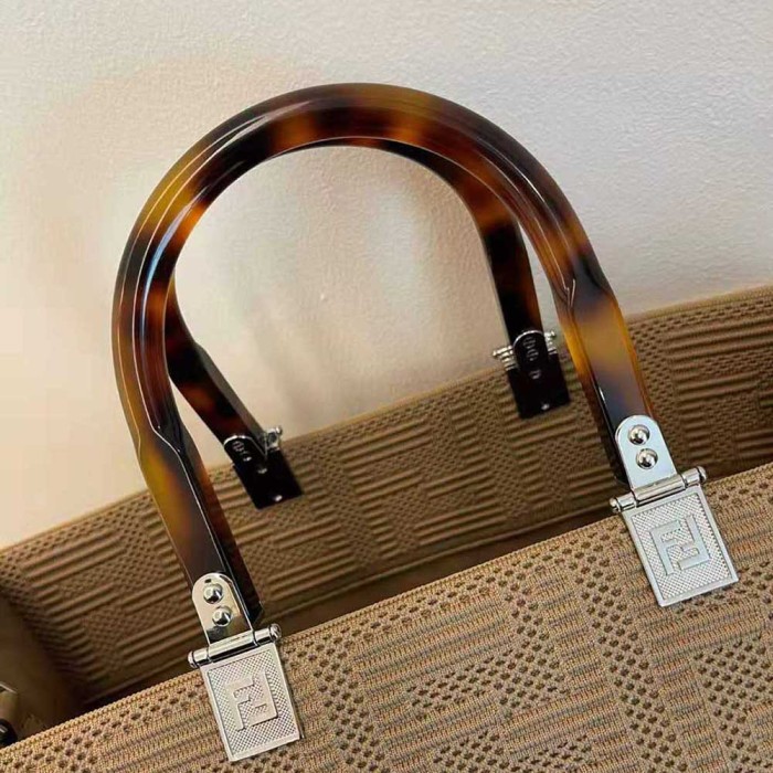 Fendi Women Sunshine Medium FF Fabric Shopper-Brown