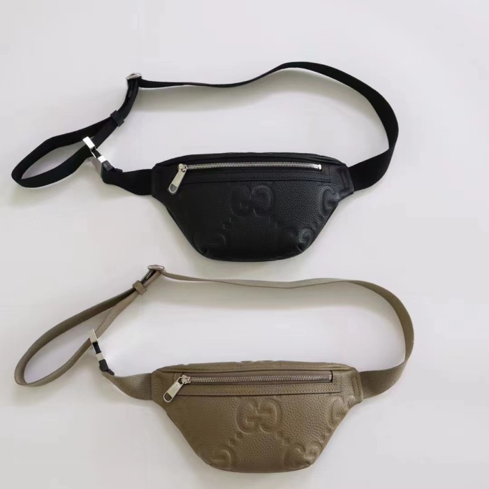 Gucci Unisex Jumbo GG Small Belt Bag Dark Green Leather Zip Closure