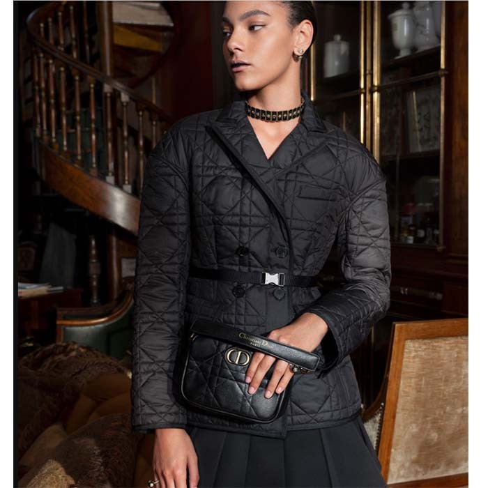 Dior Women Small Dior Caro Top Handle Camera Bag Black Macrocannage Calfskin