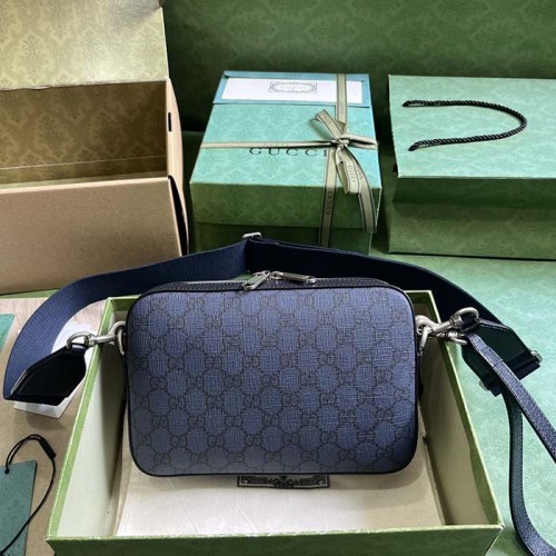 Gucci Unisex Ophidia GG Shoulder Bag Blue Black GG Supreme Canvas Double G