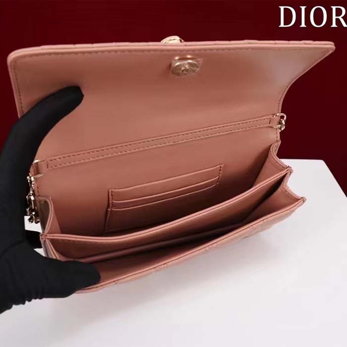 Dior Women CD Miss Dior Mini Bag Light Pink Cannage Lambskin
