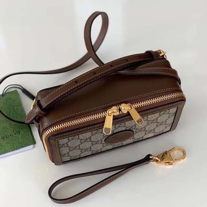 Gucci Unisex GG Mini Bag Interlocking G Beige Ebony GG Supreme Fabric