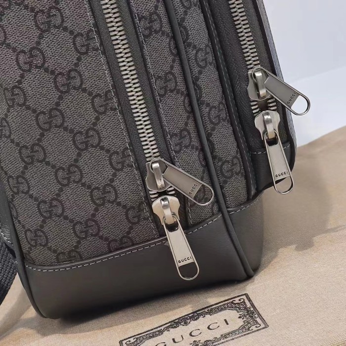 Gucci Unisex Ophidia GG Medium Backpack Grey Black GG Supreme Canvas Double G