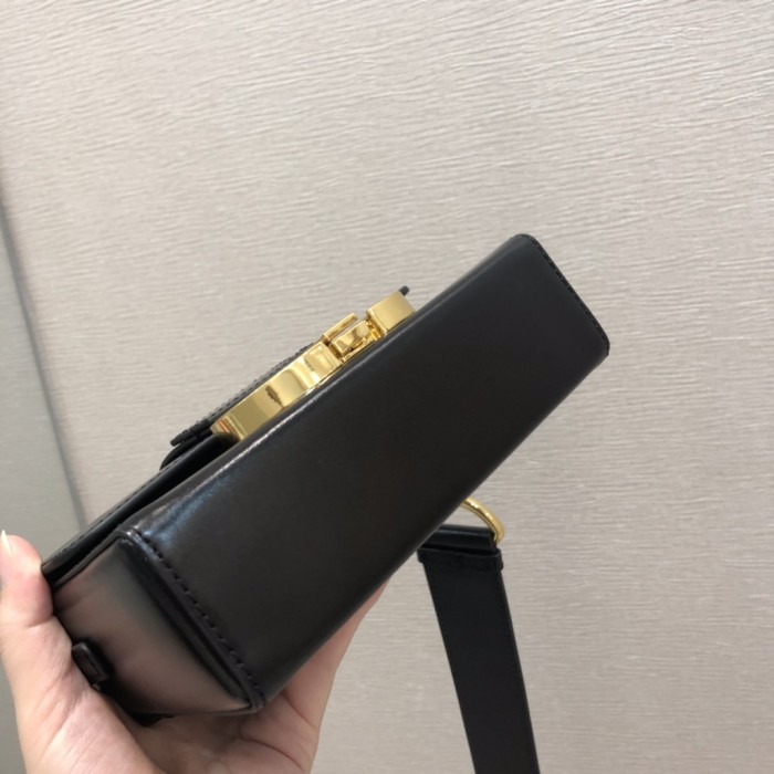 Dior Women CD Micro 30 Montaigne Bag Black Box Calfskin Flap Closure