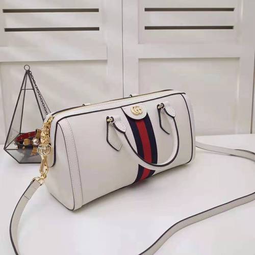 Gucci GG Women Ophidia Medium Top Handle Bag in White Leather