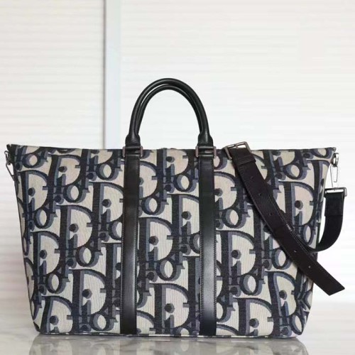 Dior Unisex CD Weekend 40 Bag Beige Black Maxi Dior Oblique Jacquard