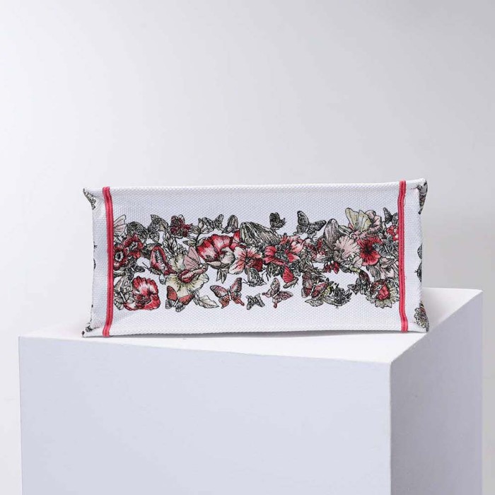 Dior Women Medium Dior Book Tote Multicolor Butterfly Embroidery