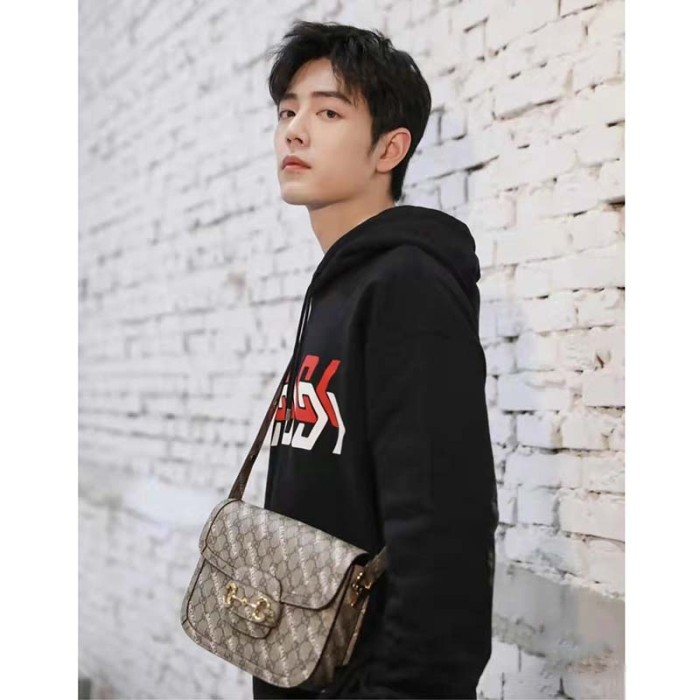 Gucci Unisex The Hacker Project Small Horsebit 1955 Bag Beige GG Supreme Canvas