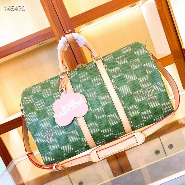 Louis Vuitton LV Unisex Keepall Bandoulière 50 Green Damier Golf Coated Canvas N40667