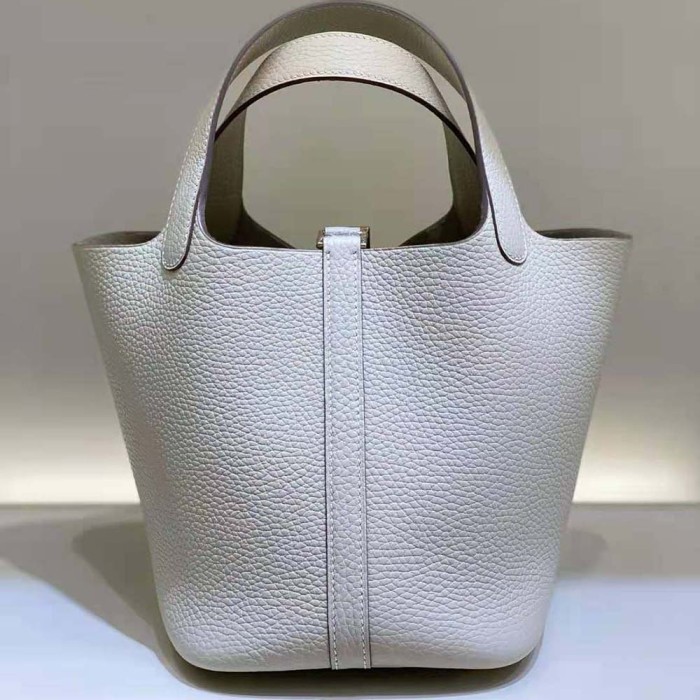 Hermes Women Picotin Lock 18cm in Cowhide leather-White
