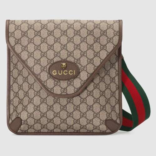 Gucci GG Unisex Neo Vintage GG Medium Messenger in Beige/Ebony GG Supreme Canvas