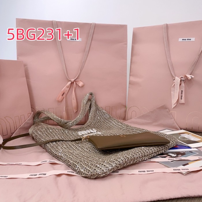 5BG231MiuMiu new sequined mesh IVY handbag