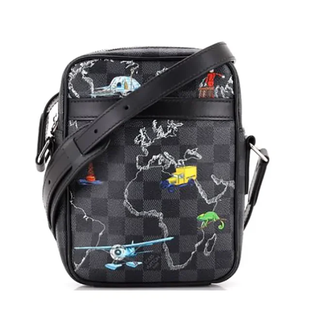 Louis Vuitton LV Unisex Renaissance Map Damier Graphite PM Danube Slim Bag